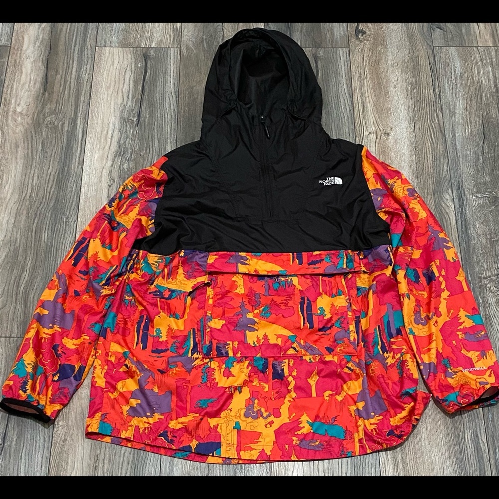 The North Face Printed Fanorak Women’s Large Anorak Windwall Jacket